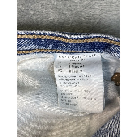 American Eagle Womens Jeans 8 Blue Ripped Denim Highest Rise 90s Boyfriend - Picture 8 of 9